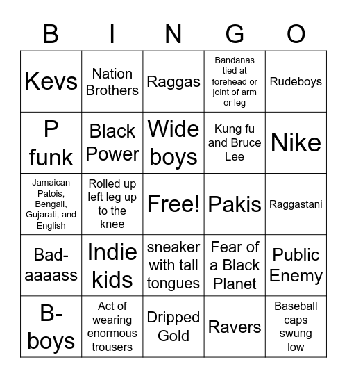 White Teeth Bingo Card