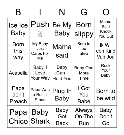 Babyshower EgJam Bingo Card