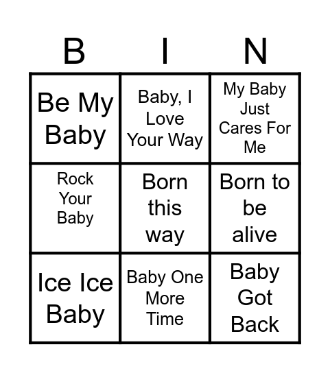 Geheime Bibi Babyshower Bingo Card