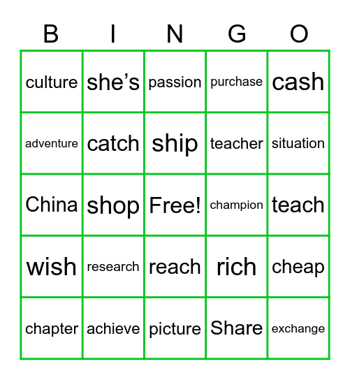 t∫ and ∫ Sounds Bingo Card