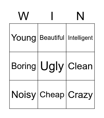 Adjectives Bingo Card