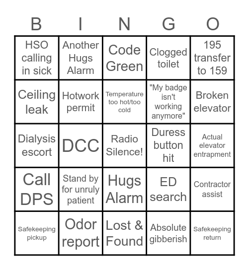 Operations Bingo! Bingo Card