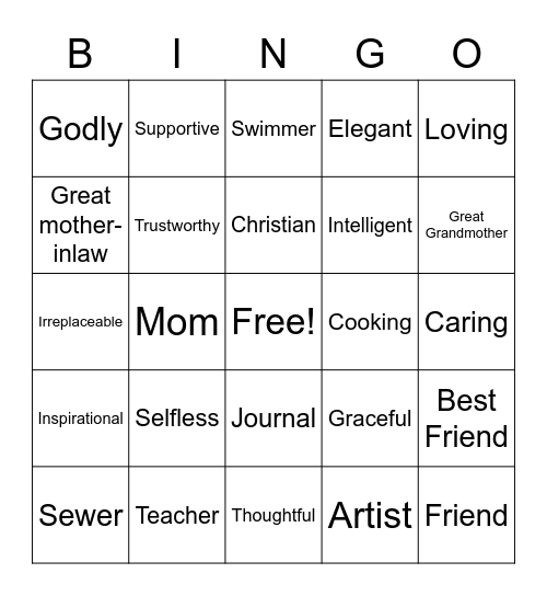 Grandma's 80th Bingo Card