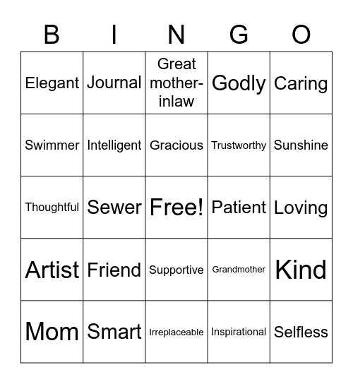 Grandma's 80th Bingo Card