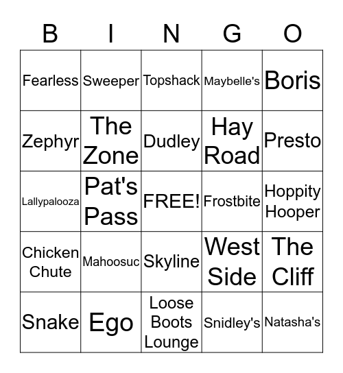 Mt. Abram Bingo Card