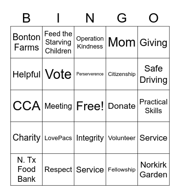 YMSL Bingo Card