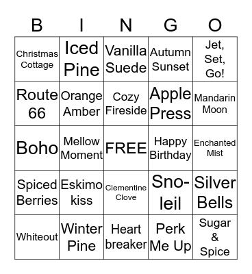 Scentsy Bingo Card