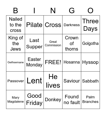 Easter Bingo Card