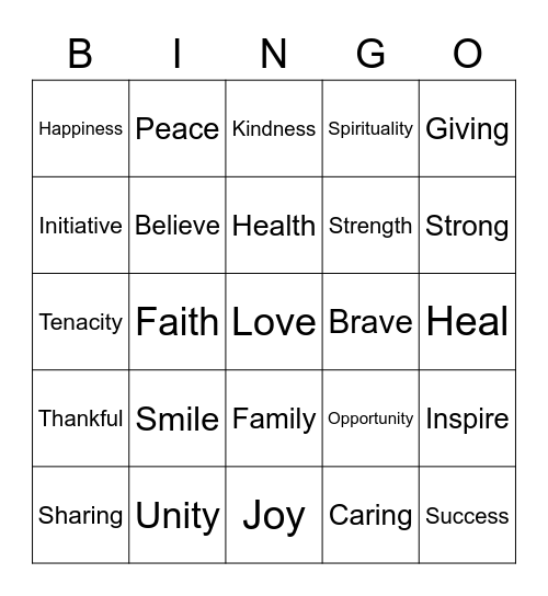 INSPIRATION Bingo Card