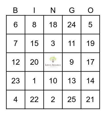 Life's Angels Bingo Card