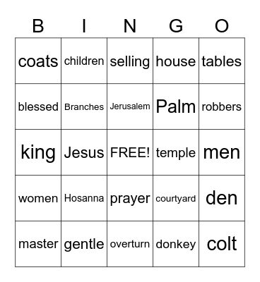 Palm Sunday Bingo Card