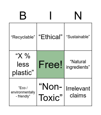 GreenWashing Lingo Bingo! Bingo Card