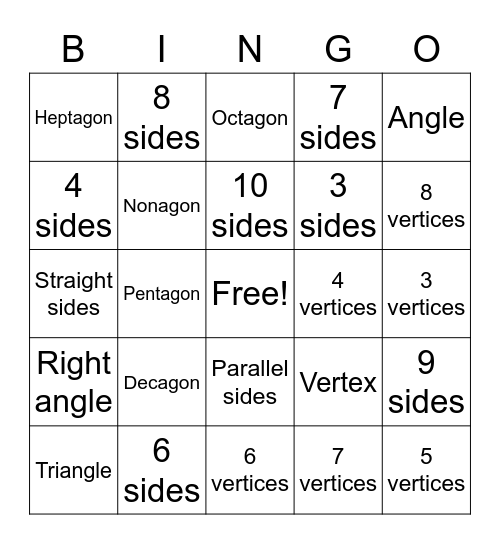 Polygon Bingo Card