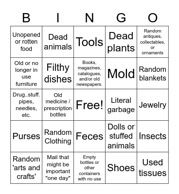 Hoarder..hoard. Bingo Card