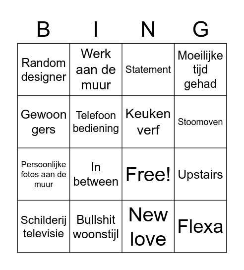 VT wonen Bingo Card