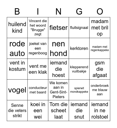 We gon nor Keurtrak Bingo Card