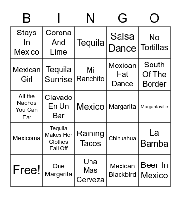 Cinco De Mayo Fun Bingo Card