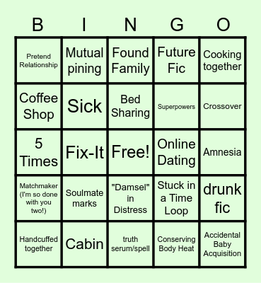 DC-SLASH FIC BINGO Card