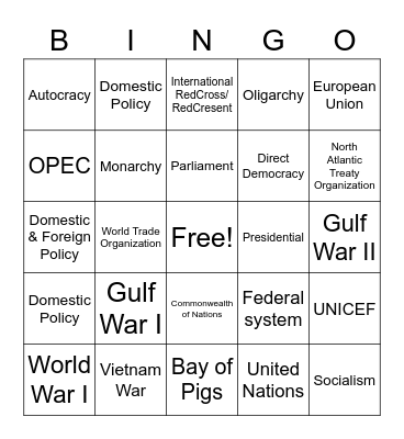 Mini-Assessment #5 BINGO Card