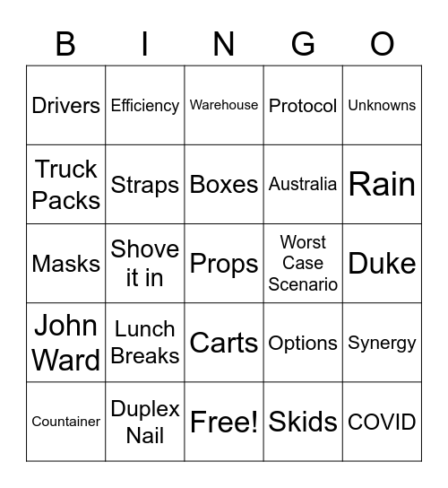 Phantom Goes to Australia Bingo Card