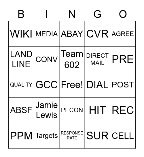 TEAM 602 Bingo Card