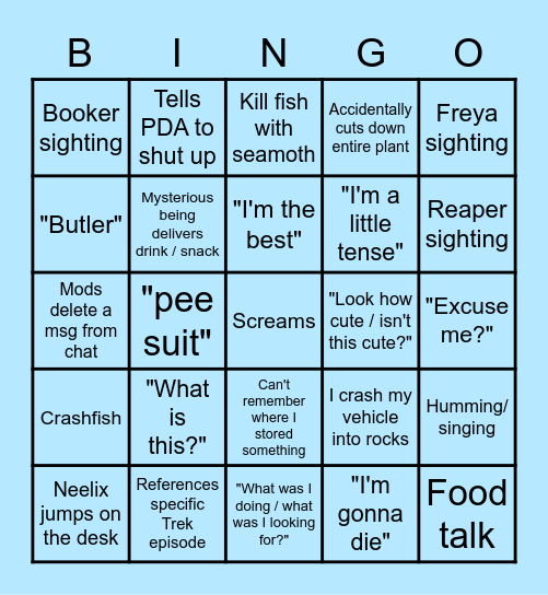 Jadz Subnautica Bingo Card