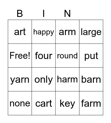 Unit 5 Week 1 -  AR Bingo Card