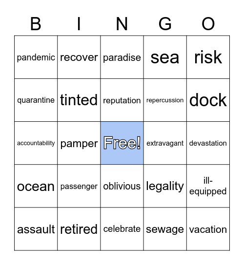 Cruise Ship Bingo Card