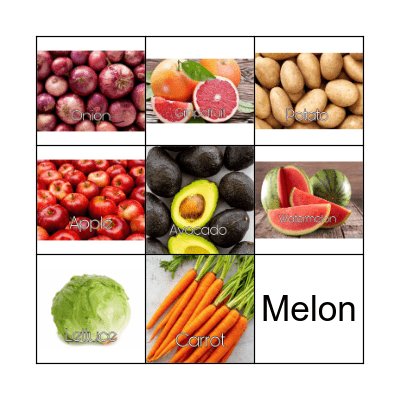 FRUITS AND VEGGIES Bingo Card