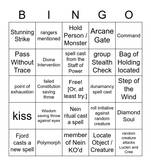 There's An Apocalypse Scheduled Today, But We're Canceling Plans [Critical Role 2.134] Bingo Card