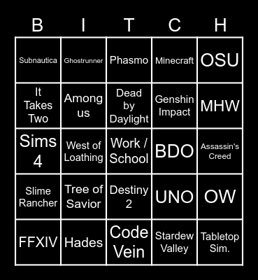 What game has Kyo played this week Bingo Card