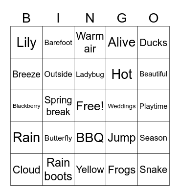 Spring bingo Card