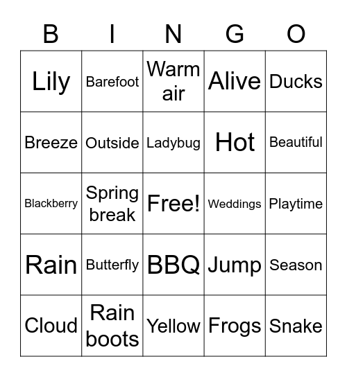 Spring bingo Card