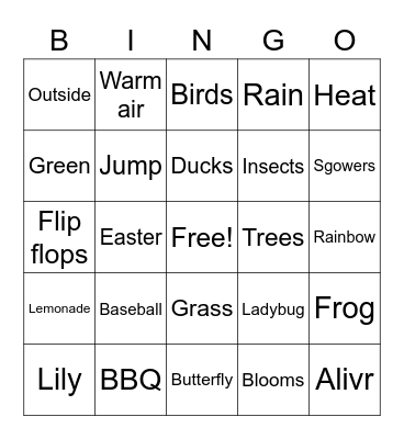 Spring Bingo Card