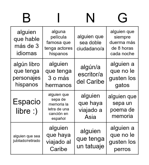 Subjuntivo BINGO Card
