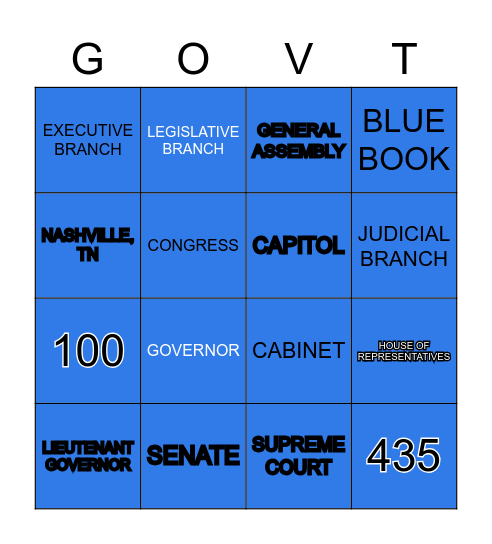 Week 33 Our School Our Government Bingo Card