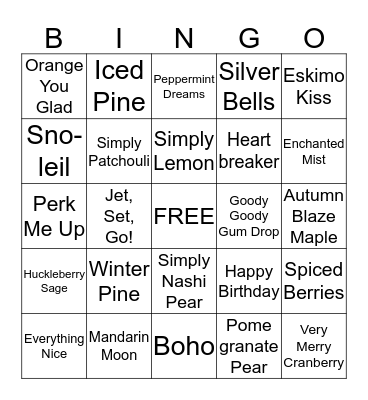 Scentsy Bingo Card