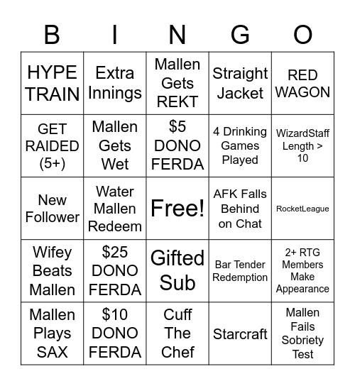 MALLEN BDAY BINGO Card