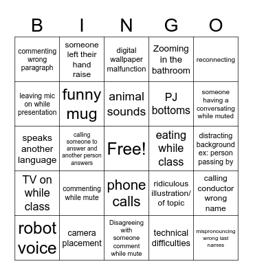 Pioneer School Bingo Card