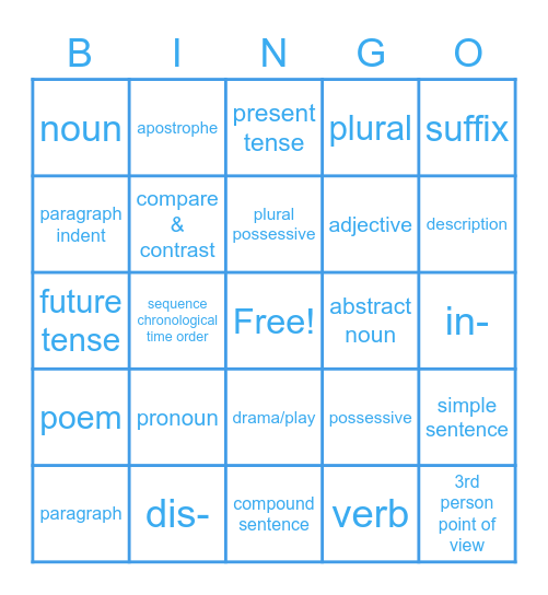 PSSA Bingo Card