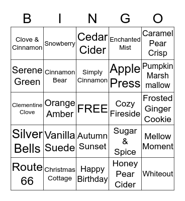 Scentsy Bingo Card