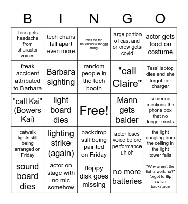 tech week Bingo Card