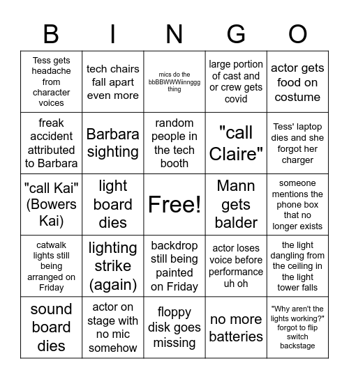 tech week Bingo Card