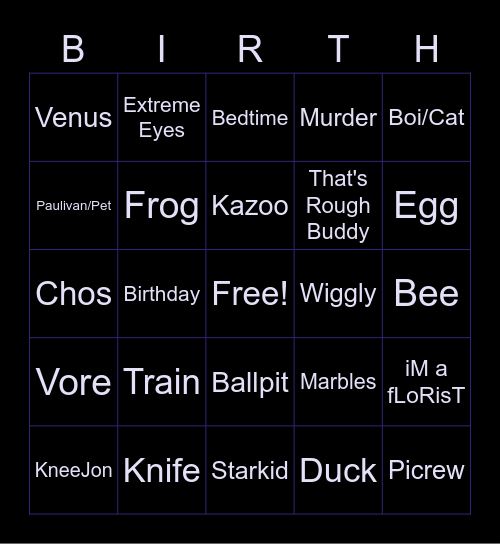 Server Birthday Bingo! Bingo Card