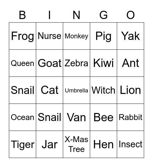 Jck 1-1 Bingo Card