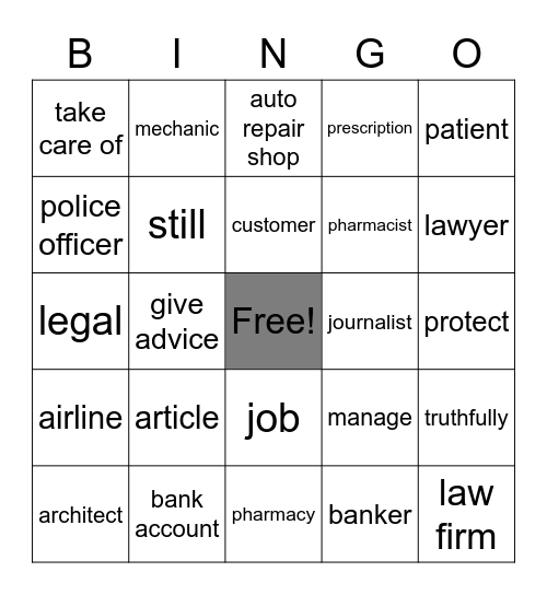 Speaking Box Unit 06 Bingo Card
