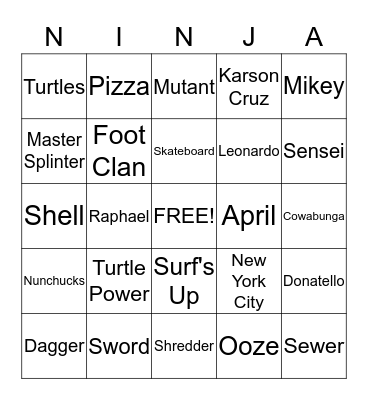 TMNT BINGO Card