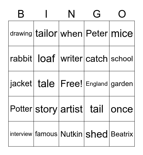 Beatrix Bingo! Bingo Card