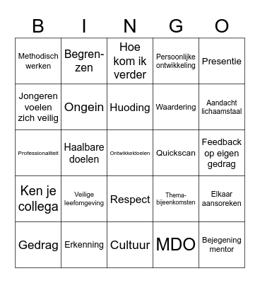 ONS JAARPLAN Bingo Card