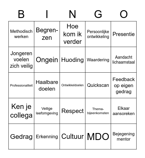 ONS JAARPLAN Bingo Card